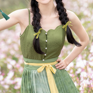 瞳莞原创汉服贝壳真丝吊带主腰汉服抹胸百搭背心女上衣短春夏新款