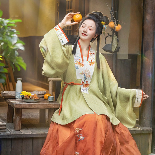 瞳莞汉服和蟹平安直领大袖短袄原创春秋精致百搭柔软舒适