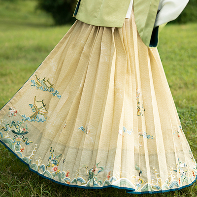 【定制】瞳莞重工马面原创设计瑶台银阙绣花梯形褶正品马面裙汉服