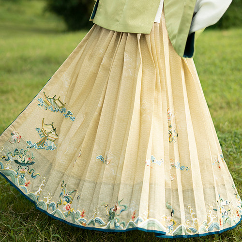 【定制】瞳莞重工马面原创设计瑶台银阙绣花梯形褶正品马面裙汉服