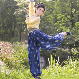 夏款 透气日常套装 圆领短衫 瞳莞汉服原创设计长安清乐高腰灯笼裤