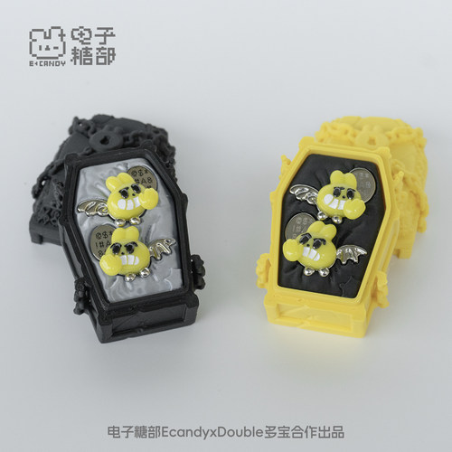 电子糖部Xdouble多宝 [双子神兔]黄色兔子天使恶魔树脂耳饰耳骨夹
