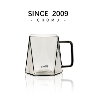 钻石玻璃马克杯女生高颜值咖啡杯耐高温大容量茶水杯办公室带把手