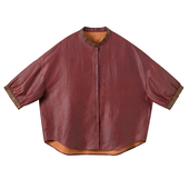 长65 春夏绣花立领香云纱开衫 外套复古宽松红云纱上衣女