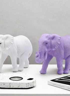 新款跨境创意现代简约纯色大象家居室内入户办公室树脂工艺品摆件