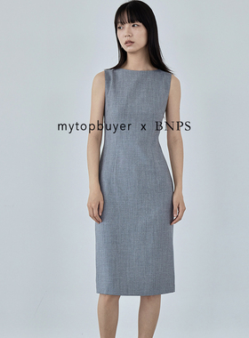 mytopbuyer/BNPS 经典无袖修身精裁连衣裙中裙灰色/粉棕色24新品