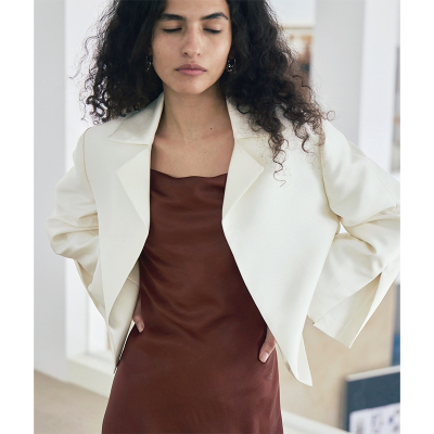 mytopbuyer/BNPS 轻盈空气感纯色丝质短外套春夏轻礼服外套白色