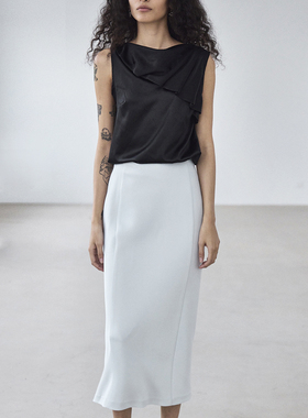 mytopbuyer/BNPS 贝壳领真丝上衣无袖轻奢珍珠光泽24夏季新品