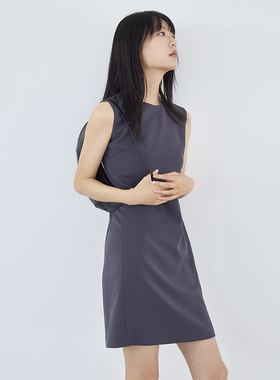 BNPS/幕紫。绝美新色经典无袖连衣裙精致小圆领三季实穿