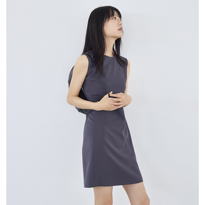 BNPS/幕紫。绝美新色经典无袖连衣裙精致小圆领三季实穿