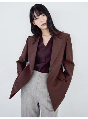 mytopbuyer/BNPS缎棕色轻奢经典西装女修身 丝羊毛混纺