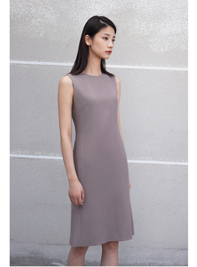 MYTOPBUYER/BNPS 通勤连衣裙修身圆领无袖及膝长度黑色/奶棕色