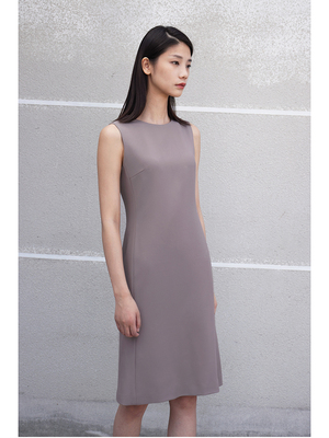 通勤修身无袖纯色连衣裙经典