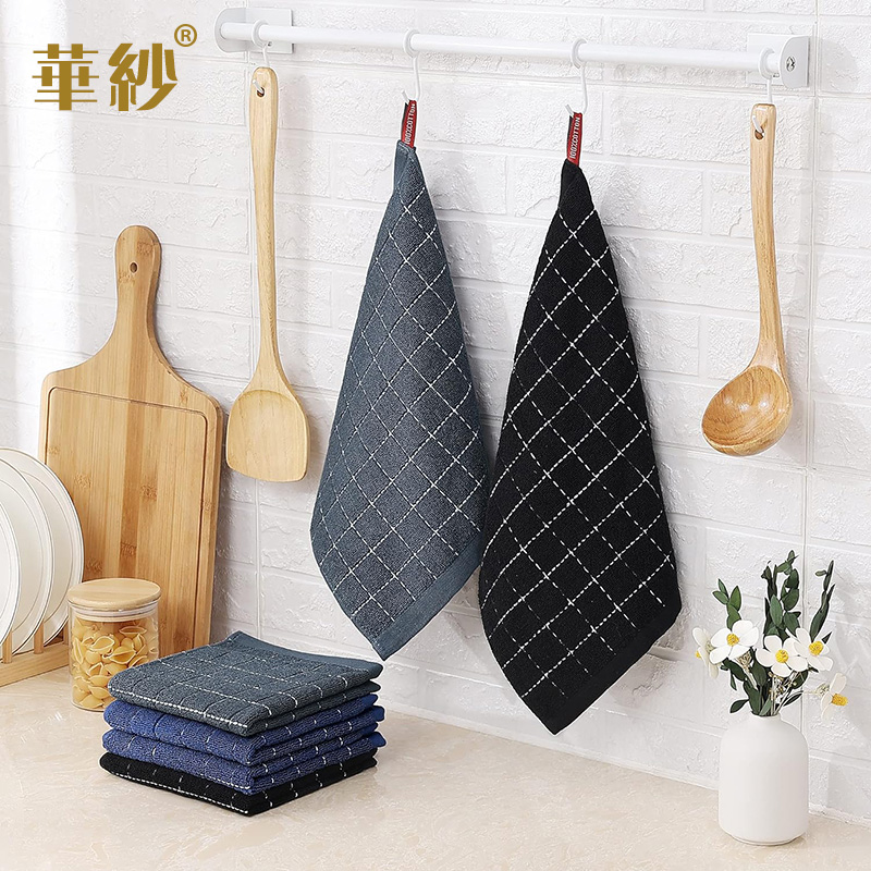 100%全纯棉方巾抹布洗碗擦布厨房清洁小毛巾吸水不掉毛挂绳擦手巾