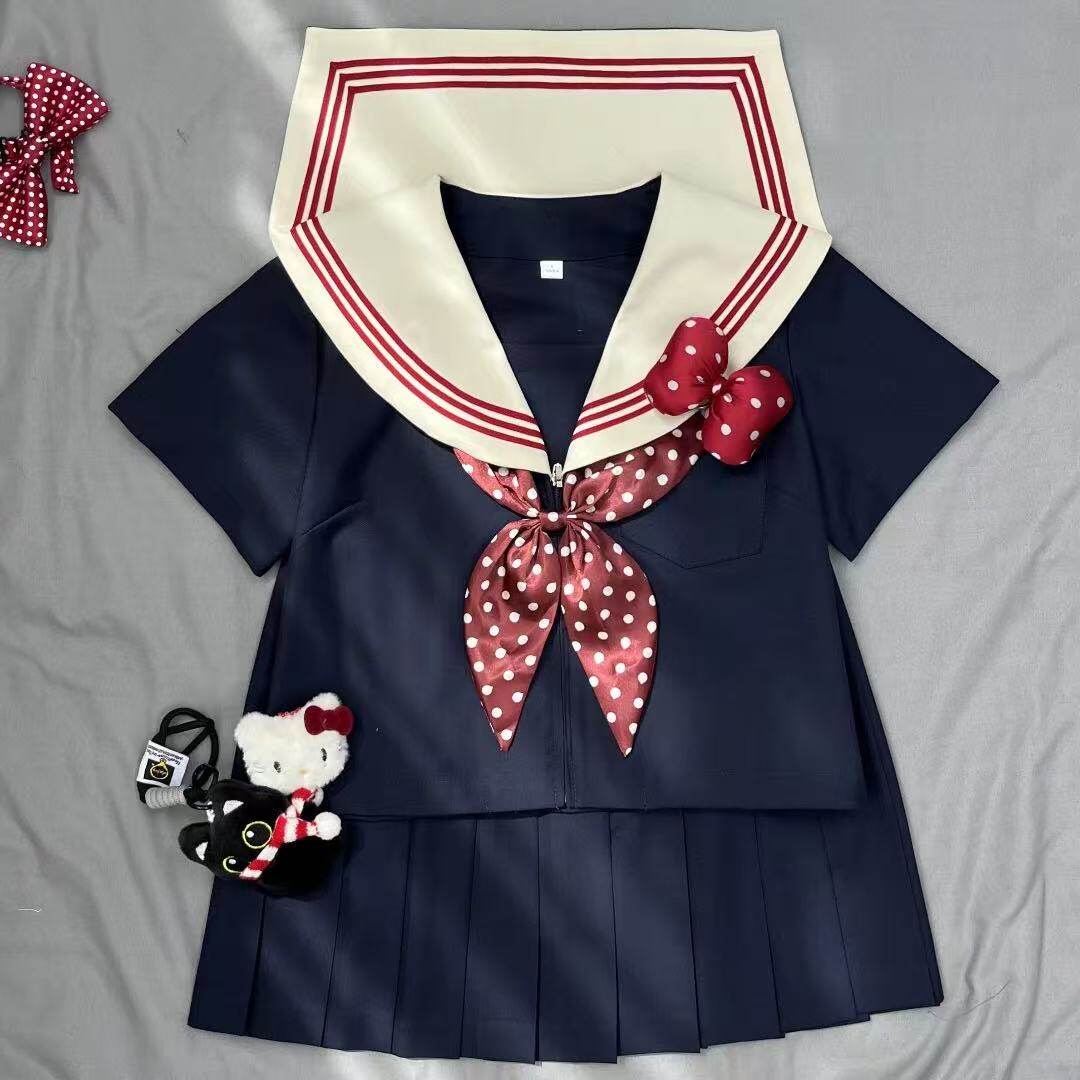 云靡正版绀色JK米领三本水手服