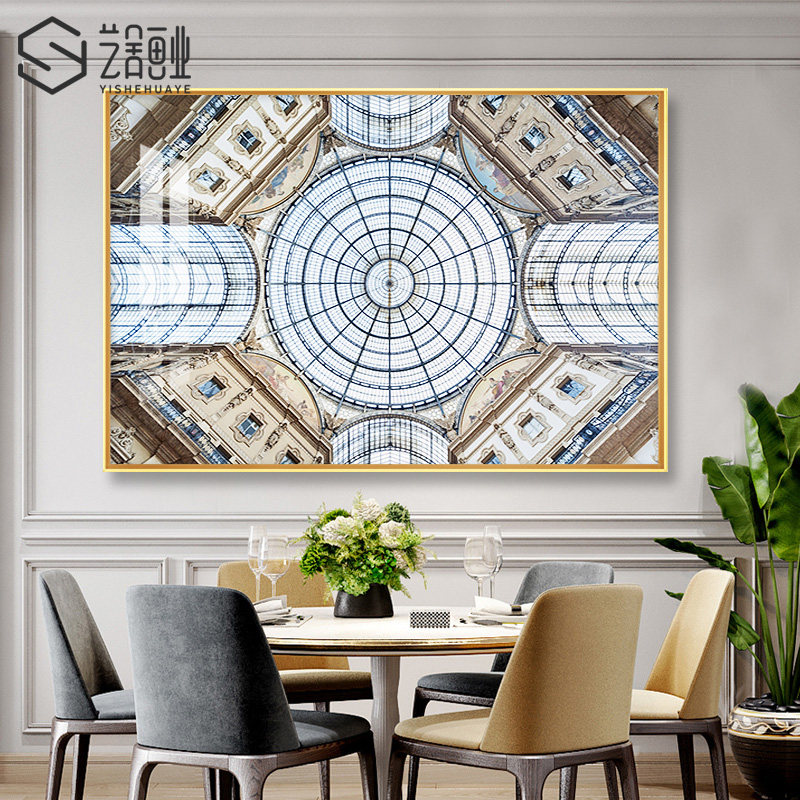 欧式风样板间沙发背景墙晶瓷画