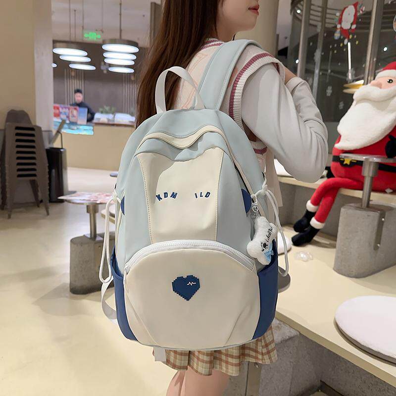 书包初高中女生撞色双肩包