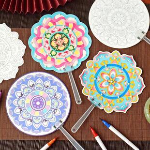 扇子贺卡填色手工DIY传统文化敦煌藻画井画培训班作品展示材料包