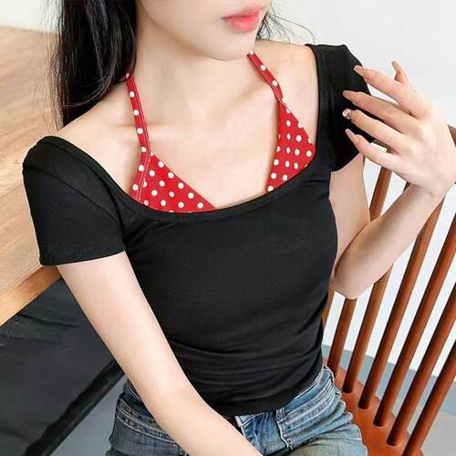 2026新款美背文胸一体式假两件辣妹女夏季吊带背心甜美内搭可外穿