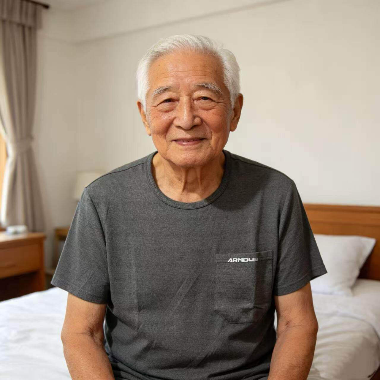 中老年夏季汗衫圆领T恤男士短袖老人爸爸真口袋老头子冰丝薄上衣