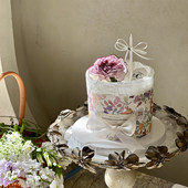 3.8女神女王节网红烘焙蛋糕装 饰围边紫花小清新雪梨纸丝带插件