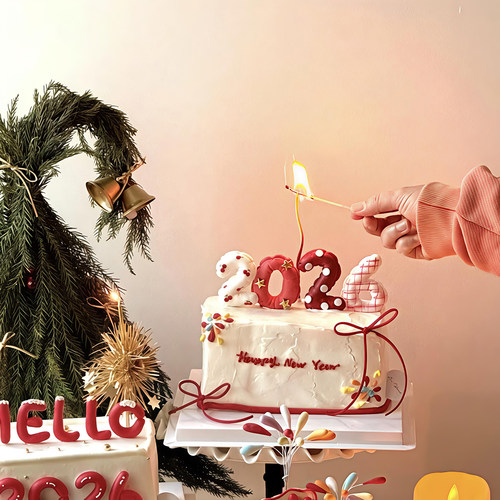网红跨年新年数字气球硅胶模具2026年蜡烛金色蜡烛蛋糕插件