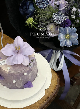 母亲节网红烘焙蛋糕装饰摆件仿真紫色蝴蝶兰郁金香花朵生日插件