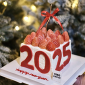 网红跨年新年元 旦烘焙蛋糕装 饰摆件亚克力数字2025插牌礼花插件