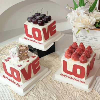 2025情人节网红烘焙蛋糕装饰摆件亚克力LOVE ins风可爱小狗狗插件