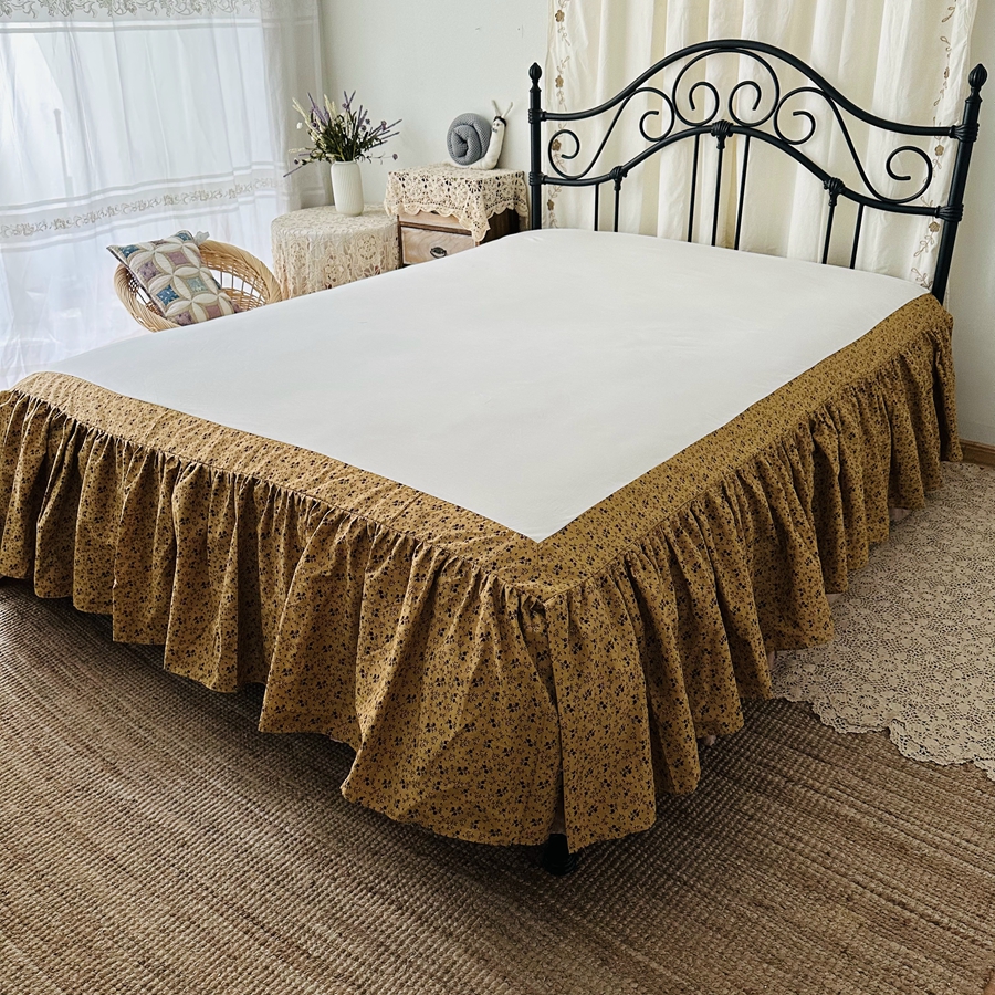 床裙欧式全棉纯色捏褶边