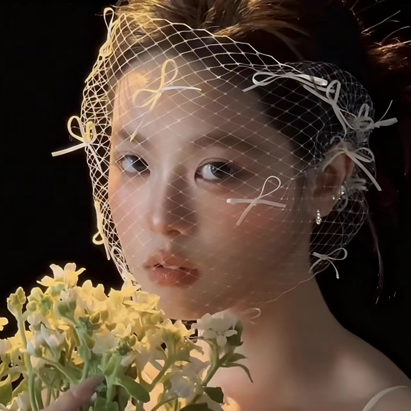 手作蝴蝶结网上遮面头纱