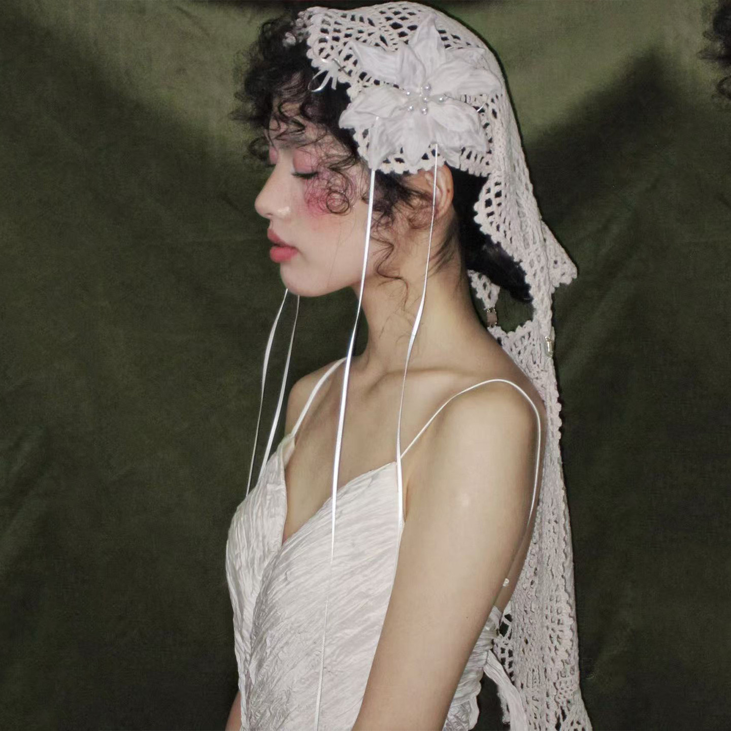 喜看手作复古蕾丝头纱发夹套装新娘结婚法式写真婚纱礼服跟妆饰品