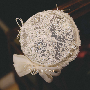 喜看原创手串管珠蝴蝶结蕾丝小礼帽新娘结婚复古写真样片造型配饰