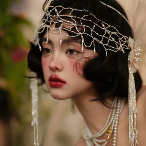 法式复古串珠发箍流苏头饰