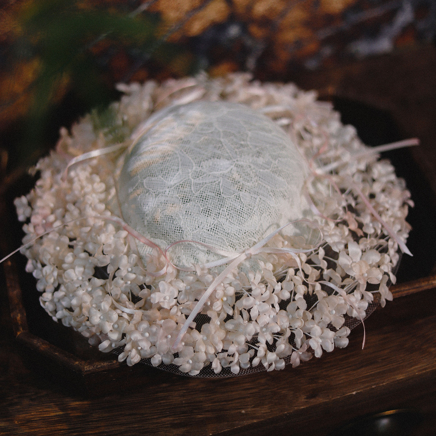 喜看原创手作铃兰花瓣小礼帽新娘结婚复古法式婚纱旅拍样片配饰品