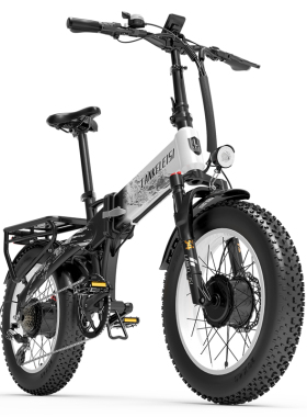 LANKELEISI品牌X2000MAX双电机电动自行车折叠助力自行车油刹