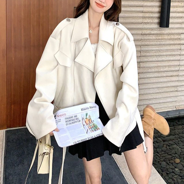 韩系白色高端洋气风衣外套女短款2025春秋新款设计感休闲时尚