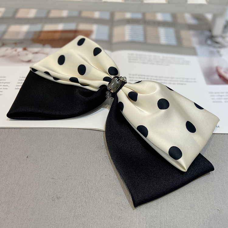 波点弹簧夹缎面闪钻发夹法式