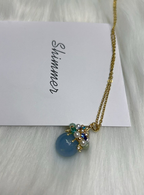 上新天然水晶粉晶圆珠古法工艺吊坠项链新中式国潮民族风锁骨链