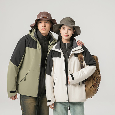 内胆2024情侣冲锋衣登山服户外潮牌可拆卸男女款羽绒