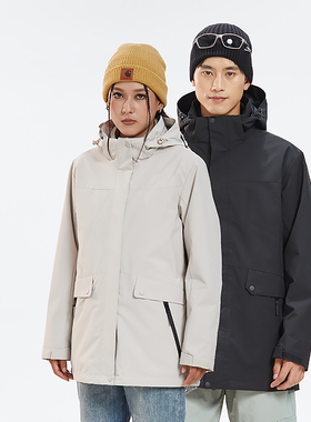 雷诺斯LAYNOS秋冬款登山服时尚防水透气三合一冲锋衣女外套3521A