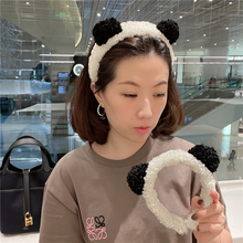 韩国同款毛绒熊猫头洗脸卡通发箍萌物可爱少女发卡ins网红宽头箍