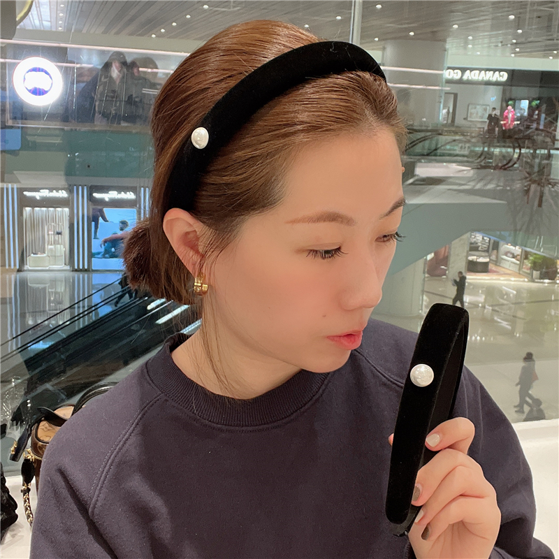 海绵发箍日韩少女风格丝绒珍珠