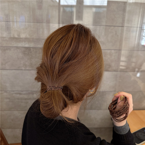 丸子头绳日韩少女风格豹纹双股