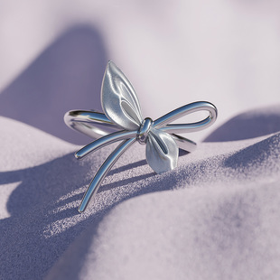 原创设计感小众气质萦羽蝴蝶结S925纯银戒指女轻奢精致时尚配饰