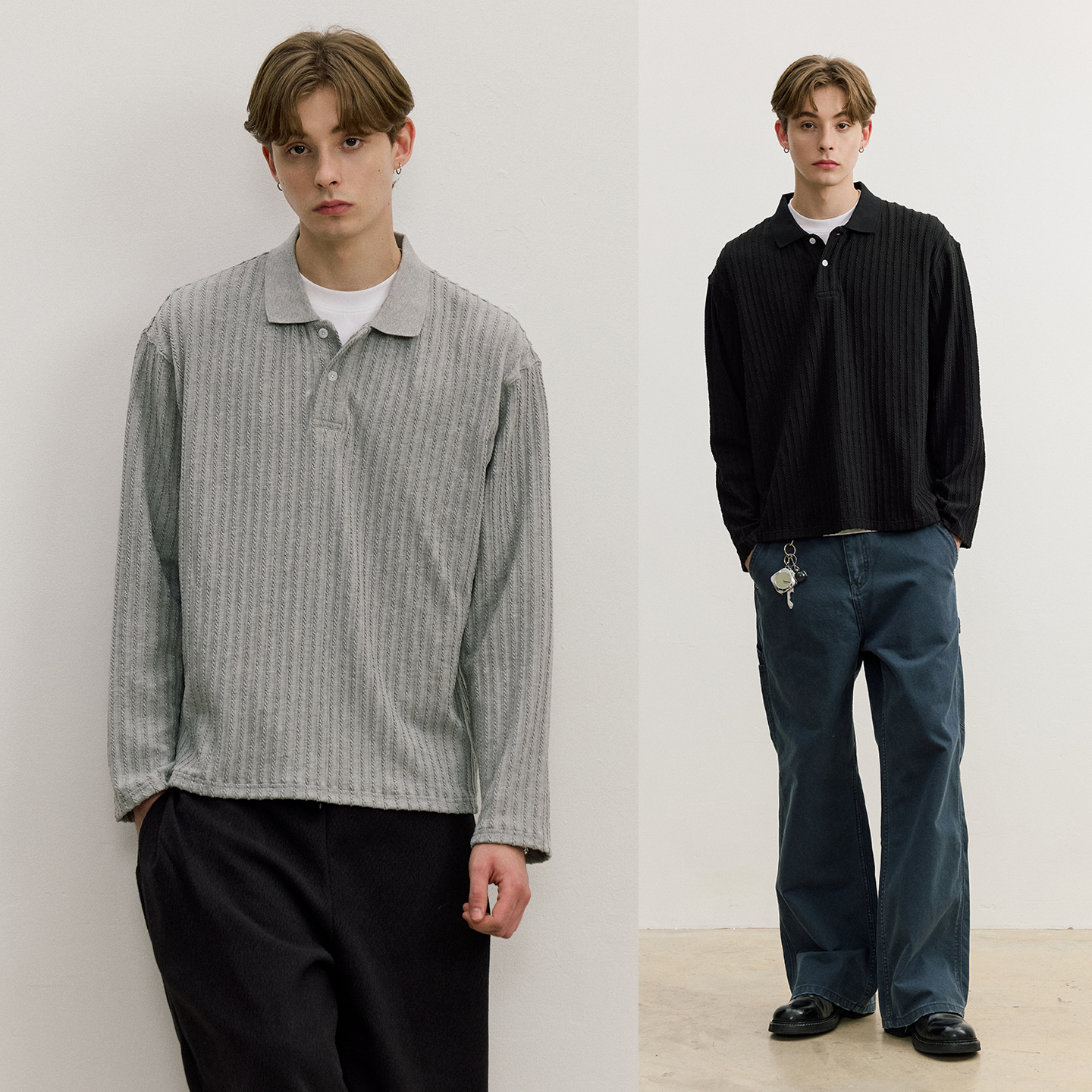 VMCL310克经典绞花编结POLO衫老钱风针织衫长袖男25AW vermicelli