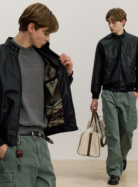 VMCL复古立领毒液皮衣 羊毛内衬PU皮机车皮夹克男25AW vermicelli