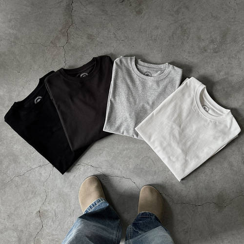 VMCL四色280克纯棉圆领长袖T恤男