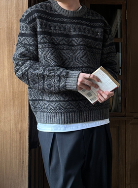 VMCL 复古费尔岛圆领羊毛混纺舒适加厚毛衣冬男女25AW vermicelli