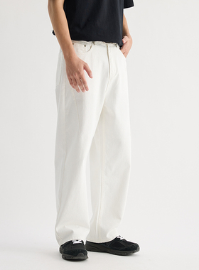 VMCL解构日系宽松直筒水洗黑白牛仔裤长裤男国潮24AW vermicelli